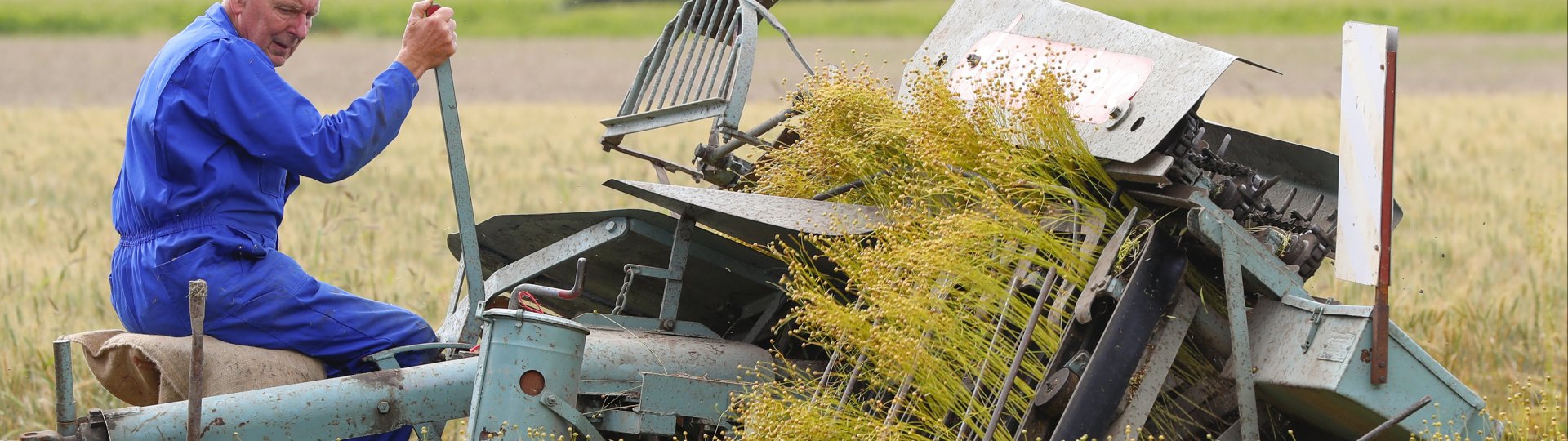 Vlastrekmachine in actie